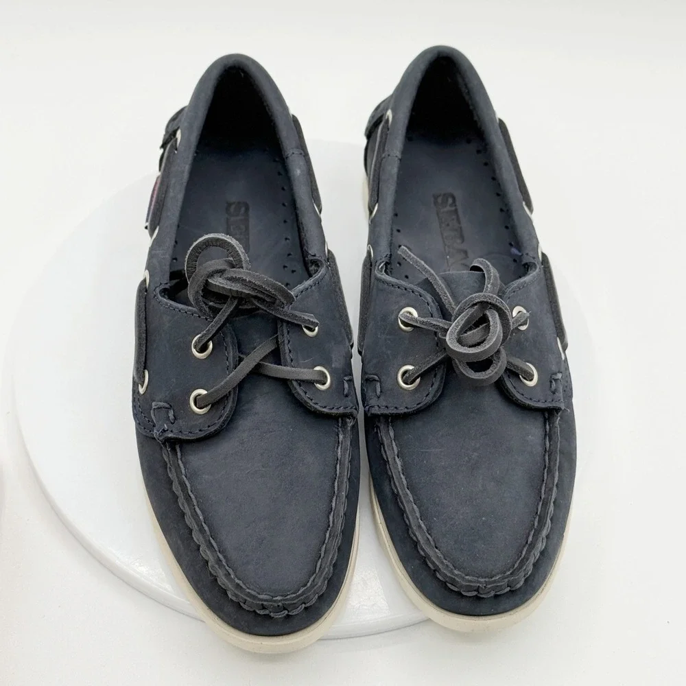 Sebago Docksides Boat Shoes‎ Size 5 Womens Jacqueline Navy Nubuck NEW